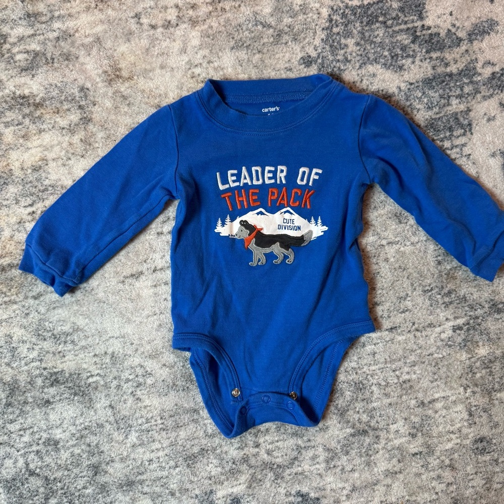 Carter's Baby‎ Boy Blue Leader of the Pack Husky Long Sleeve Bodysuit 12 Months